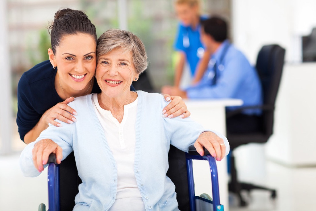Caregiver assisting a senior